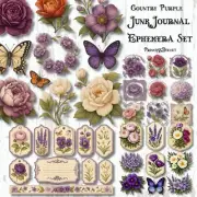 Junk Journal Supplies Country Purple Ephemera Set