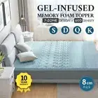 Gel-infused Memory Foam Mattress Topper COOLING Bed Protector 8CM 7-Zone Camping