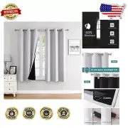 100% Blackout Thermal Insulated Curtains – Greyish White Grommet Panels Set