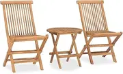 3 Piece Folding Outdoor Dining Set Solid Wood Teak, Furniture Sets, Patio Furniture