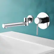 ACA Brass Silver Round Swivel Bath Water Spout Hot Cold Taps Set Wall Mixer Tap Set