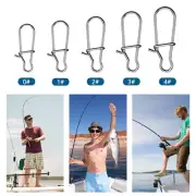 50pcs Fishing Duo-lock Snap Clips 12-45 Kg Stainless Steel Lure Tackle #0-#4