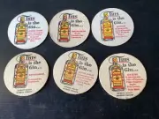 6 different Gordon,s Gin Australian 1970,s issue Spirit Coasters GIRL GLASS