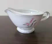 Vtg Noritake China Crest Creamer 2.5" 8 Oz Pink Lily Of The Valley Silver Japan