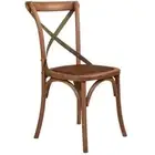 BELMONT GREY CROSS-BACK RATTAN DINING CHAIR SOLID ELM TIMBER MEDIUM HONEY