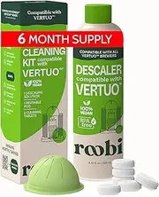 Nespresso Compatible Vertuo Cleaning & Descaling Kit. Includes 1 Bottle of Descaling Solution, 6 Cleaning Tablets and 1 Reusable Pod. Carbon Neutral Vertuoline Maintenance Kit. 6 Month Supply.