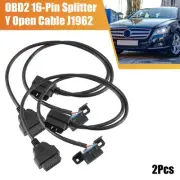 2pcs OBD2 16-Pin Splitter Y Open Cable J1962 1 Male to 2 Female Connector
