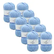 10x Malli Light Blue Blend Basic 100g Knitting/Crochet Yarn Acrylic/Poly