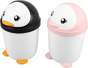 CAXUSD 2pcs Desktop Trash Can Small Trash Can Desktop Garbage Can Table Dust Bin Penguin Garbage Organizer Mini Penguin Trash Can Table Garbage Bin Desktop Trash Bin Penguin Dust Bin Pp