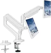 Ariv Hommey Dual Monitor Arm - Adjustable Desk Mount for 13-32" Screens (4.4-17.6 lbs) | VESA 75x75/100x100 | C-Clamp & Grommet Dual Installation | Space-Saving Ergonomic Design. (White)