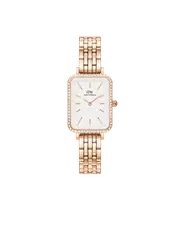 Daniel Wellington Quadro 20x26 Bezel 5-Link White & Rose Gold Watch