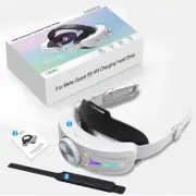 For Meta Quest 3S VR Headset LED RGB Elite Head Strap Adjustable Headband