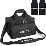 FOSOTO Large Camera Shoulder Bag Camcorder Case Video Camera Gadget Bag Protective Camera Bag with Padded Dividers Compatible for Canon, Nikon, Sony DSLR SLR Lens and Accessories, Black, Camera bag