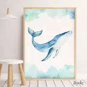 Baby, Girl, Boy Nursery Bedroom Wall Art decor Marine Life Ocean Whale Print