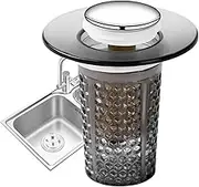 Popup Sink Drain Stopper - Bouncing Filter for Sink,Multifunctional Odorproof Pop Up Core Drain Filter for Laundry Shower Kitchen