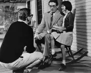 American film director Robert Mulligan talks with actors Gregory P- Old Photo
