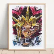 Yami Yugi Ballpoint Pen Print, Yu-Gi-Oh Art Poster