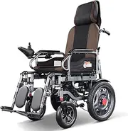 Electric Wheelchair with Headrest, Electric Power Or Manual Manipulation, Adjustable Backrest and Pedal Angle, 360° Joystick, 12AH lithium battery(12A)