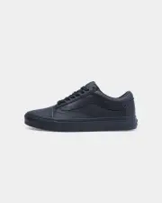 [VANS] Vans Men's Old Skool (Leather) Black/black - Size Men 12 - Women 13.5 Men 12 - Women 13.5 Black Black
