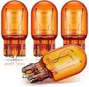 Kittmip 4 Pack 7444NA Long Life Miniature Bulbs LED Amber Bulbs T20 12V 21/5W Automotive Lighting Reverse Lights Strobe Brake Backup Tail Turn Signal Replacement Interior Lighting Side Lights