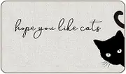 MIXDING Hope You Like Cats Funny Cat Entrance Door Mat 17x30 Inch Doormats Decor, Cat Lover Home Front Door Porch Outdoor Indoor Decorations