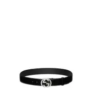 Belt with Interlocking G engraved buckle 110,100,105,90,95,85 black