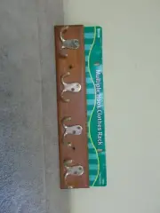 VGT NOS WALL COAT HOOKS SOLID WOOD W / HARDWARE 4 DOUBLE HOOKS HAT RACK 16-1/2L