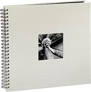 [Hama] Jumbo Photo Album 36 x 32 cm (Spiral Album with 50 Black Pages, Photo Book with Glassine Dividers, Album for Gluing and Designing Yourself) Chalk