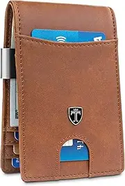 [Travando] Money Clip WalletRIO - Mens Wallets Slim Front Pocket RFID Blocking Card Holder Minimalist Mini Bifold Gift Box