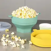 Microwave Silicone Collapsible Bowl Container w/Lid Kitchen Popcorn Popper Maker