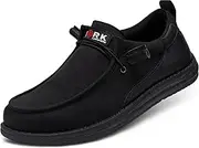 [LARNMERN] Steel Toe Loafers Women Slip On Canvas Shoes Work Safety Tennis Shoe Lightweight Walking Sneakers