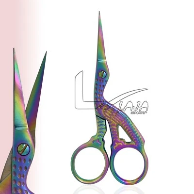 Stork Sewing Embroidery ManiCure Scissors Multi Color 3.5" Bird Shape