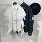 New Men's Spliced Sleeve Necktie Casual Tops Summer Spring Tide Blouse