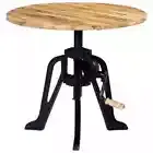 Industrial Charm Side Table Wooden Tabletop With Cast Iron Base Stable Durable