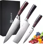 PAUDIN 3 Piece Kitchen Knife Set, German High Carbon Stainless Steel Chef Knife