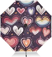 [PDZRMY] Bunch Hearts Cute UV Protection Travel Umbrella Compact for Rain and Sun - Auto Open and Close UPF 50+ Windproof Portable 46” Sun Umbrella for Women and Men