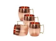 Pure Copper Mug Moscow Mule - 16 fl Plain Copper Thick Barrel Cup 4 Mug