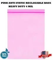 Antistatic Pink 4-Mil Zip Seal HEAVY-DUTY Static Reclosable Top Lock Bags