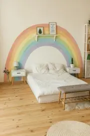 Pastel Rainbow Wall Decal | Watercolor Rainbow Nursery Decor | Removable Kids