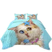 Adorable Cats Drawings Seashells Girly Kitten Coverlet