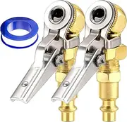 Tire Inflator Chuck, Locking Air Chuck Tire Inflator, Clip on 2x Sealing Connect Hose Tool for Compressor Attachments Gauge Pump Tyre Closed Flowing