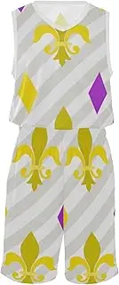 [GuoChe] Basketball Jersey Shorts Set Fleur De Lis Flowers Mardi Gras Purple Carnival Basketball Jerseys for Men Basketball