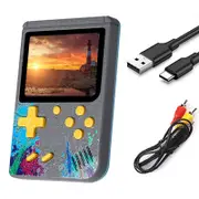 Nevenka 3.0inch Screen Retro Handheld Game Console 500 Classic FC Games Support to TV Output-Cyan