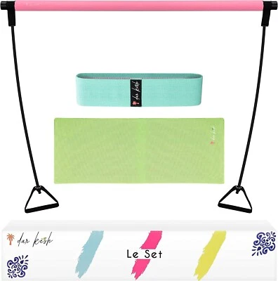 dar kesh Pilates Bar Kit “Le Set” - Includes Pilates Workout bar, Elastic Resist