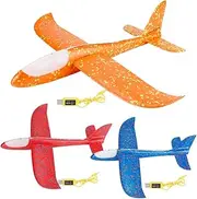 ERINGOGO Flying Glider Planes for Manual Throwing Whirly Design with LED Lights in Head Material for Promotes Parent Interaction Red