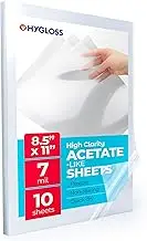 Hygloss Products Acetate Sheets for Crafts, Clear Overhead Projector Film, for Arts and Craft Projects and Classrooms, Stencil Making Sheets, Not for Printers, 8.5” x 11”, 10 Pack