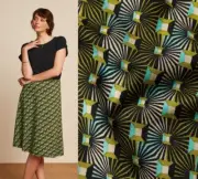 King Louie Skirt Green Black Geometric Juno Skirt Tate 08729