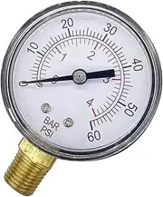 Qianly Leach Pressure Gauge 1/4" NPT Valves Leach Supplies Sturdy Swimming Pool Accessories 0-60PSI for Swimming Pool Aquariums