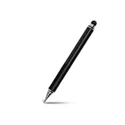 2PCS 2 In 1 Handwriting Capacitive Pen Transparent Suction Cup Dual Touch Point Reader High Stability Metal Painting Pen-Black