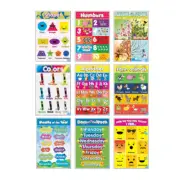 Educational Preschool Posters for Teaching Kids the Alphabet Letters and Numbers
